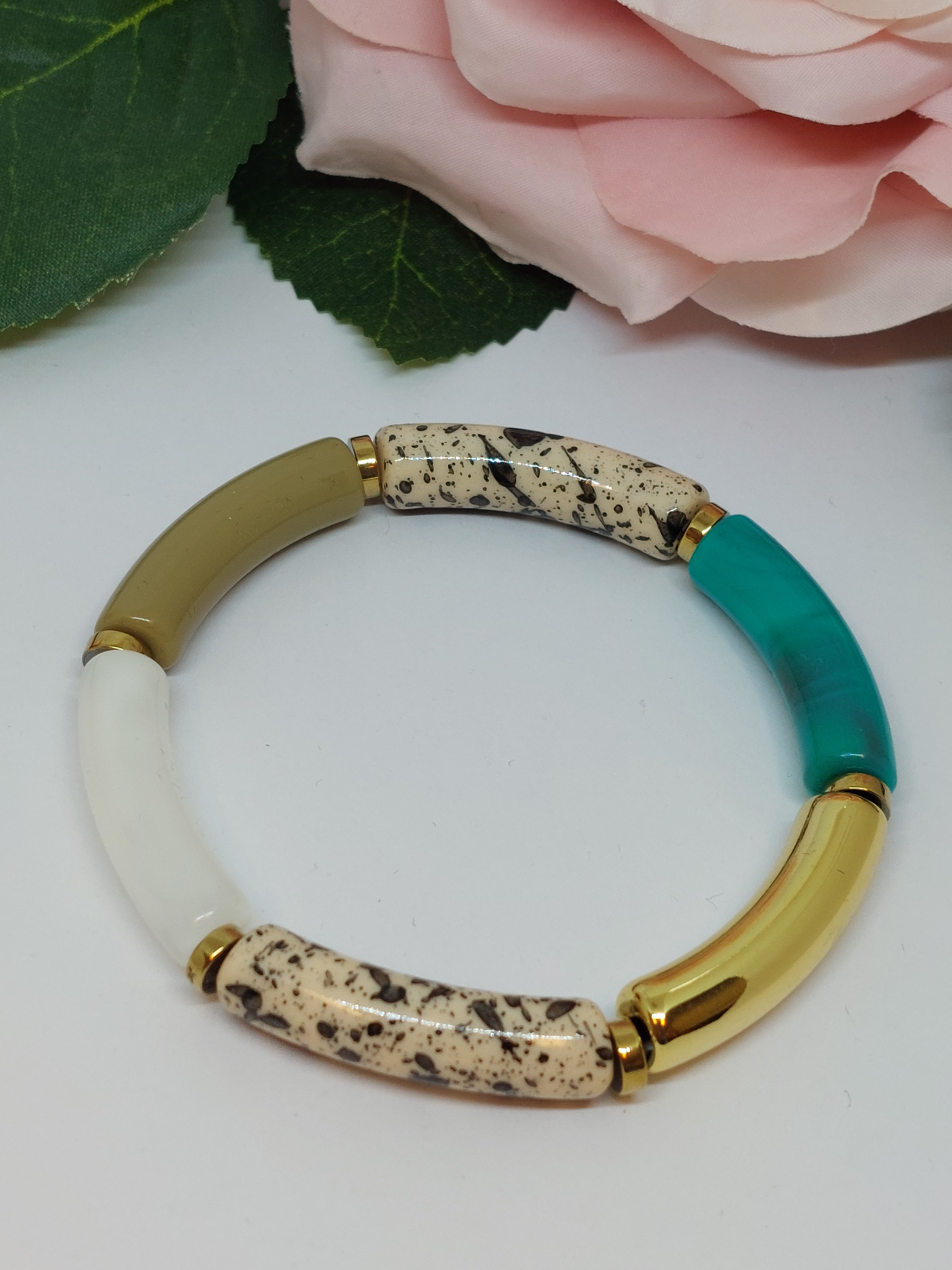 Armband Olijf/turquoise