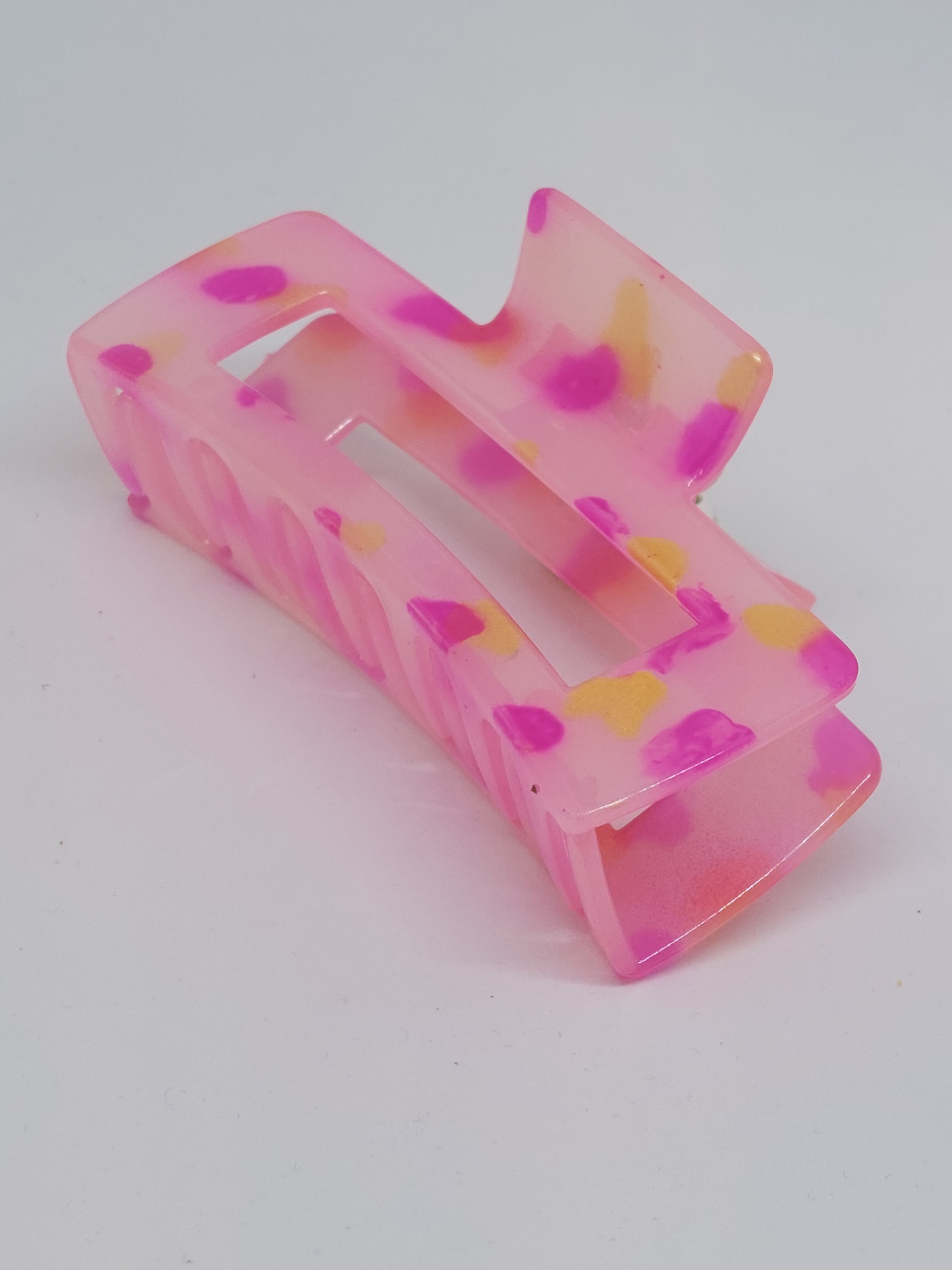 Haarklem transparant roze/goud