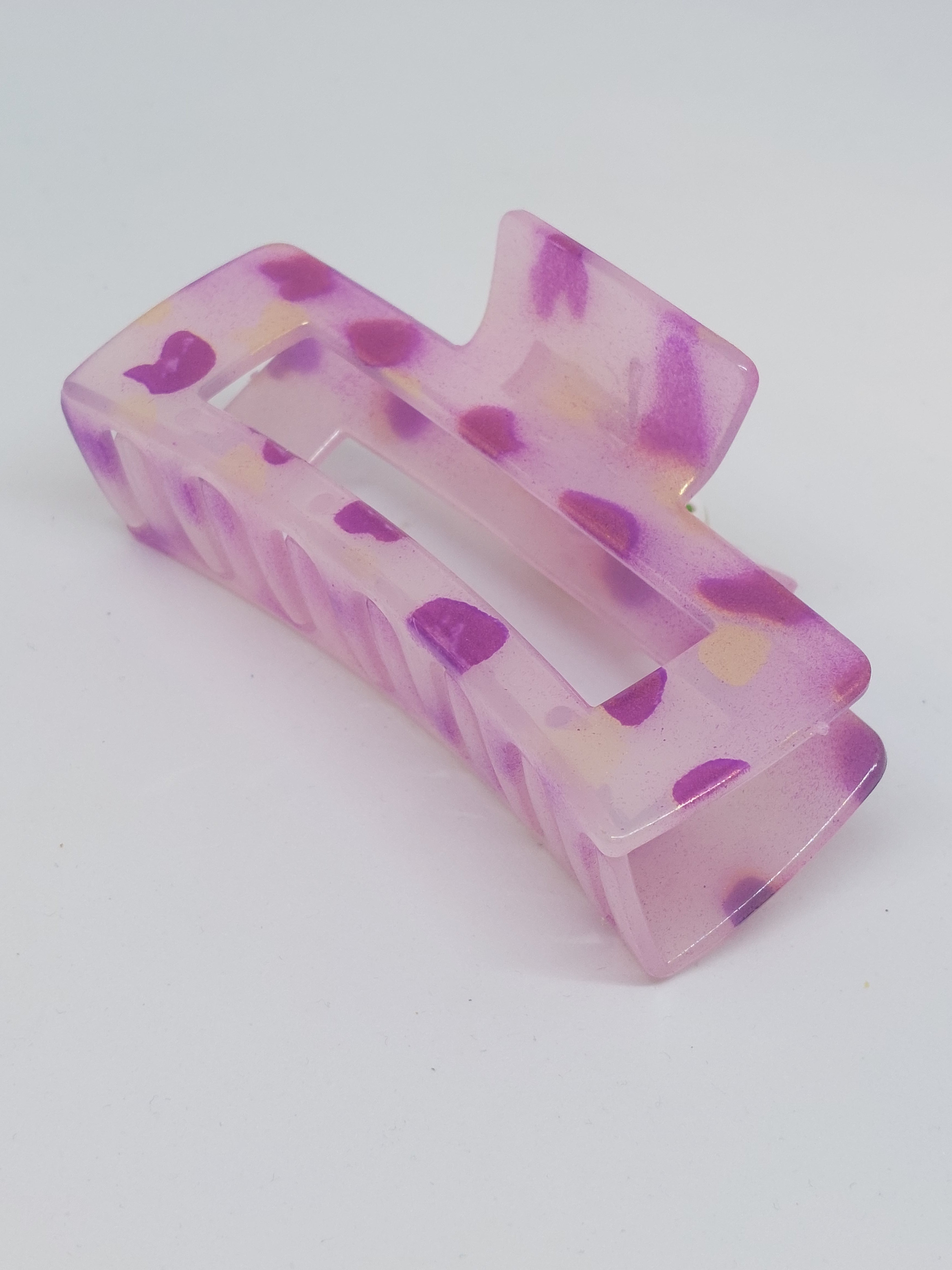 Haarklem transparant paars/goud