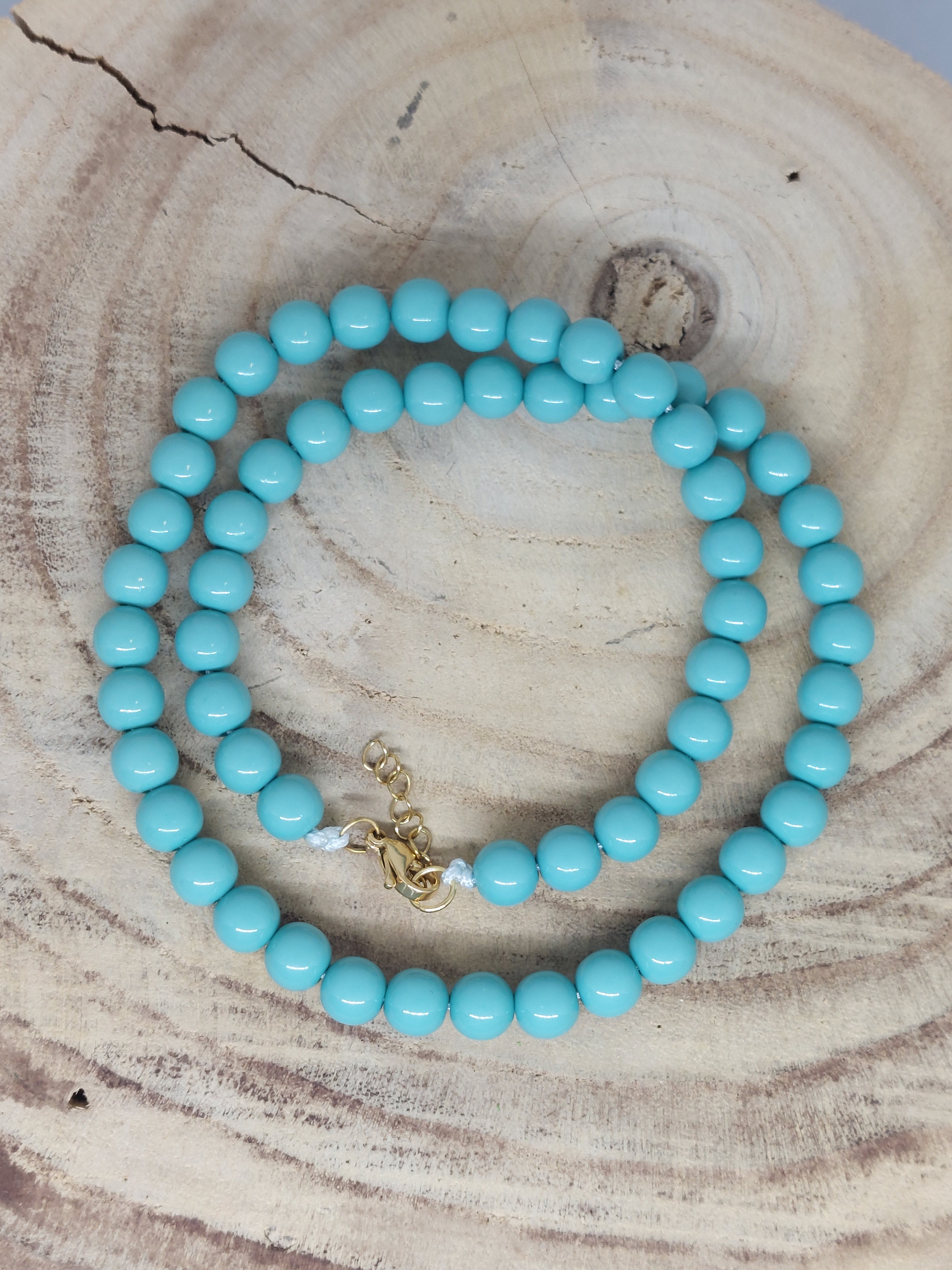 Kralenketting Teal green