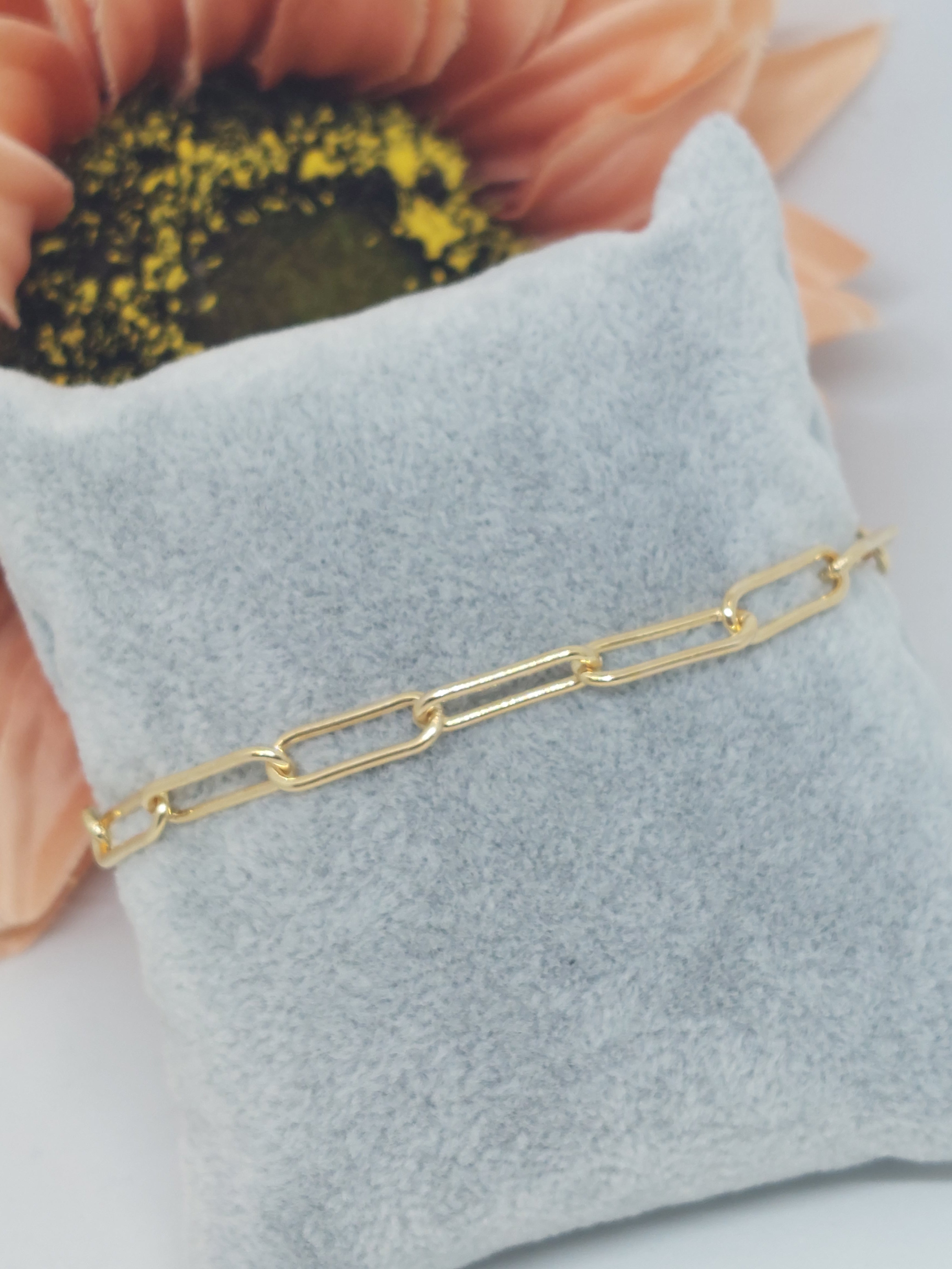 Armbandje paperclip goudkleurig (RVS)