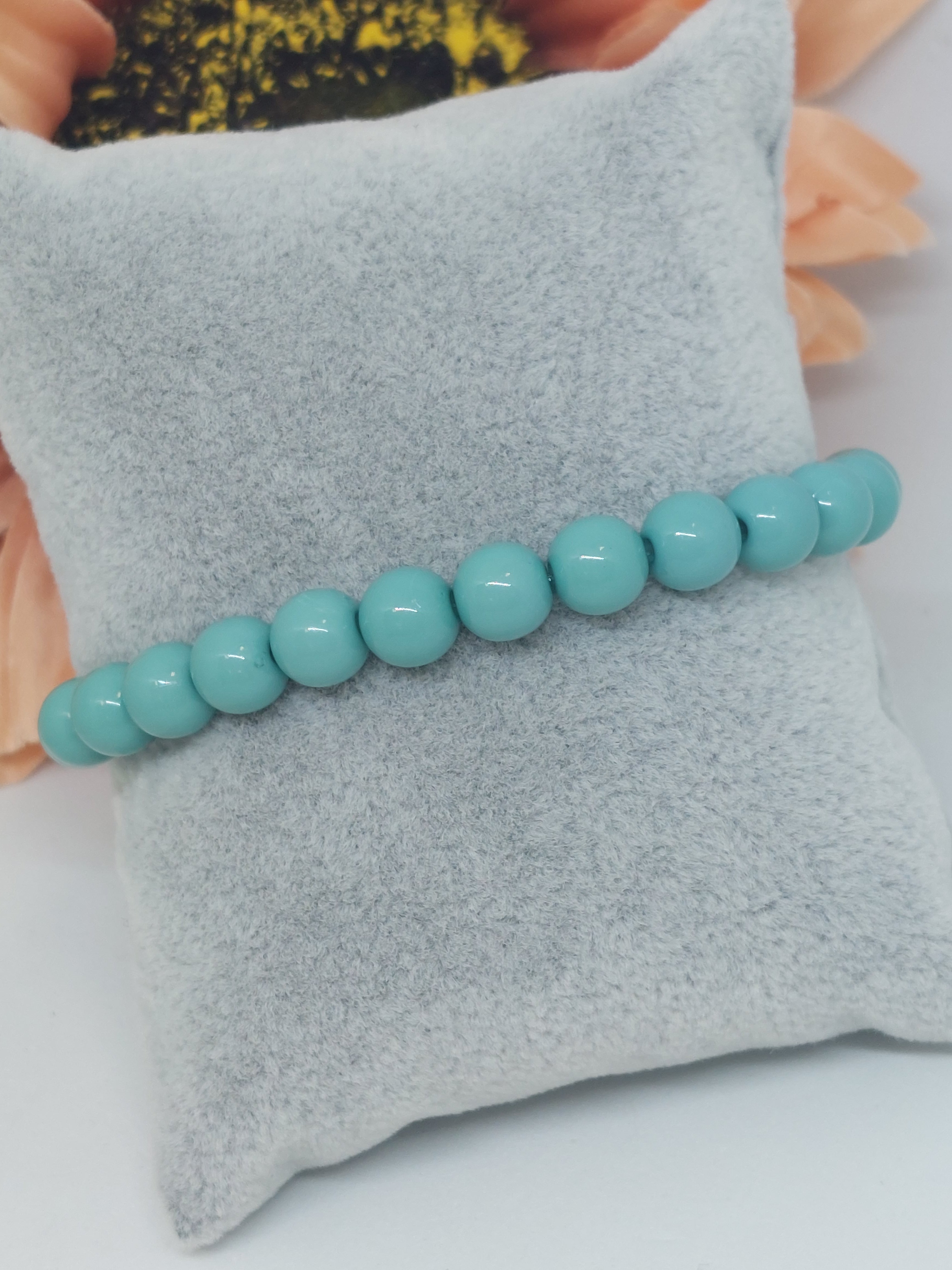 Kralen armband blauw/groen 8mm