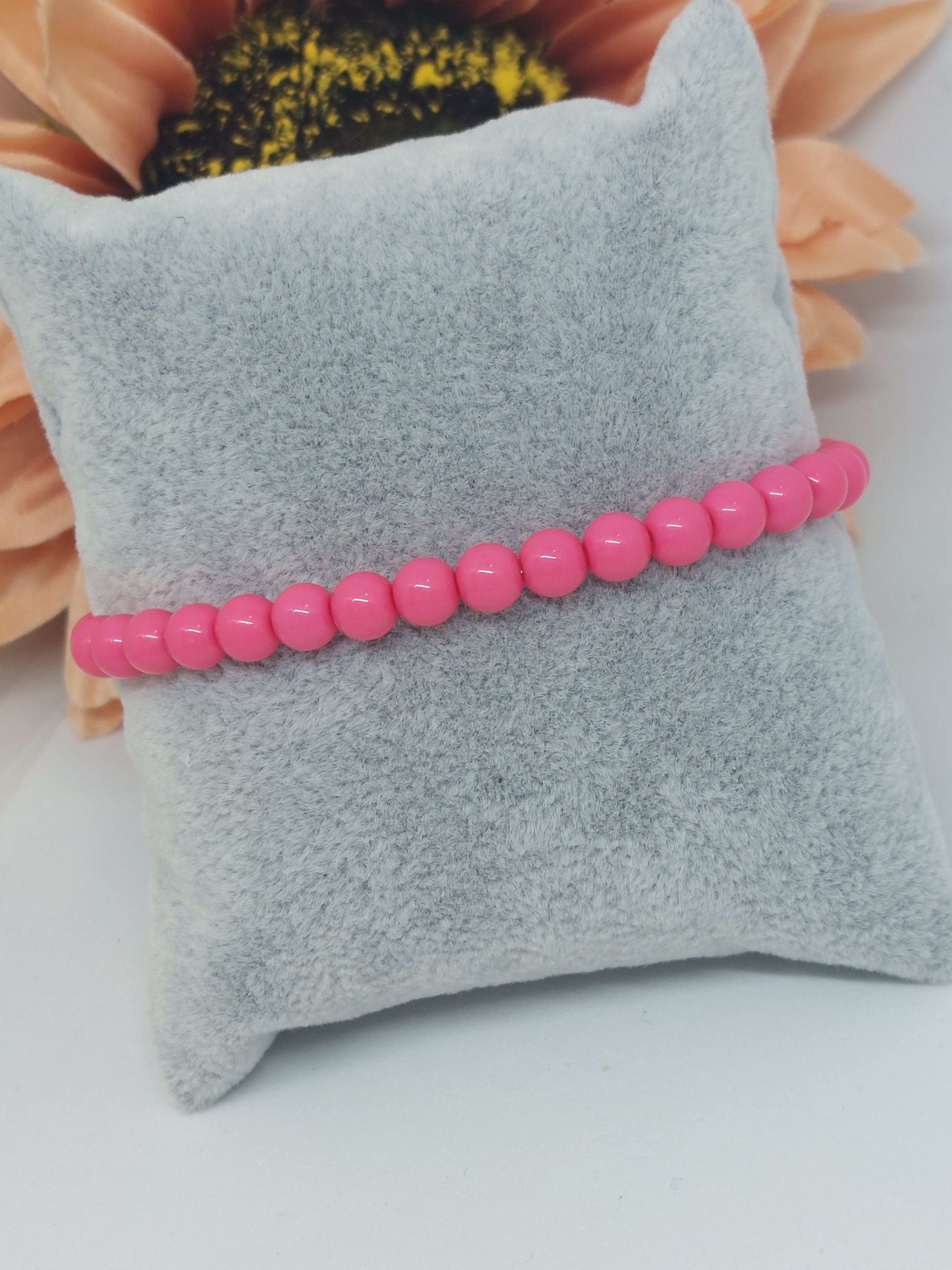Kralen armband Fuchsia pink (6mm)