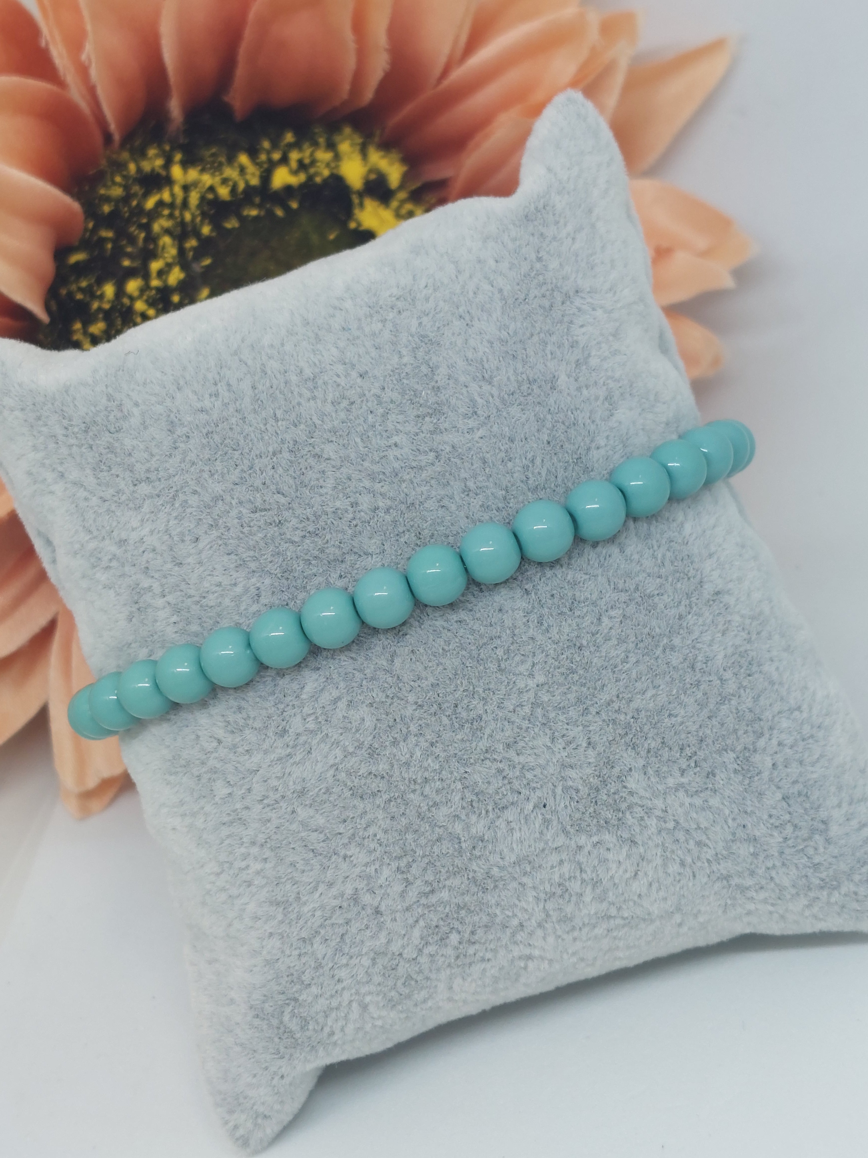 Kralen armband blauw/groen (6mm)