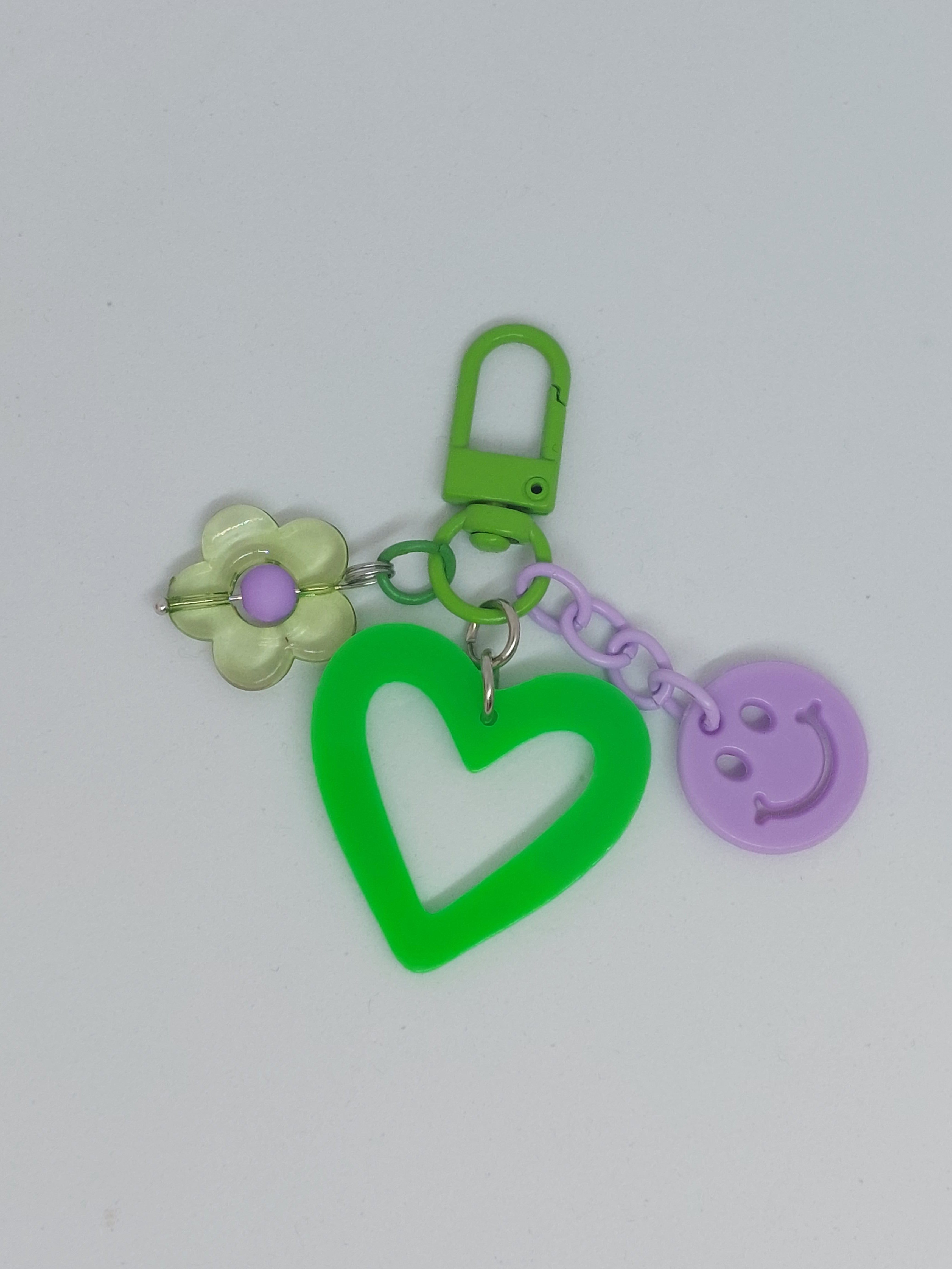 Sleutelhanger hartje groen/lila