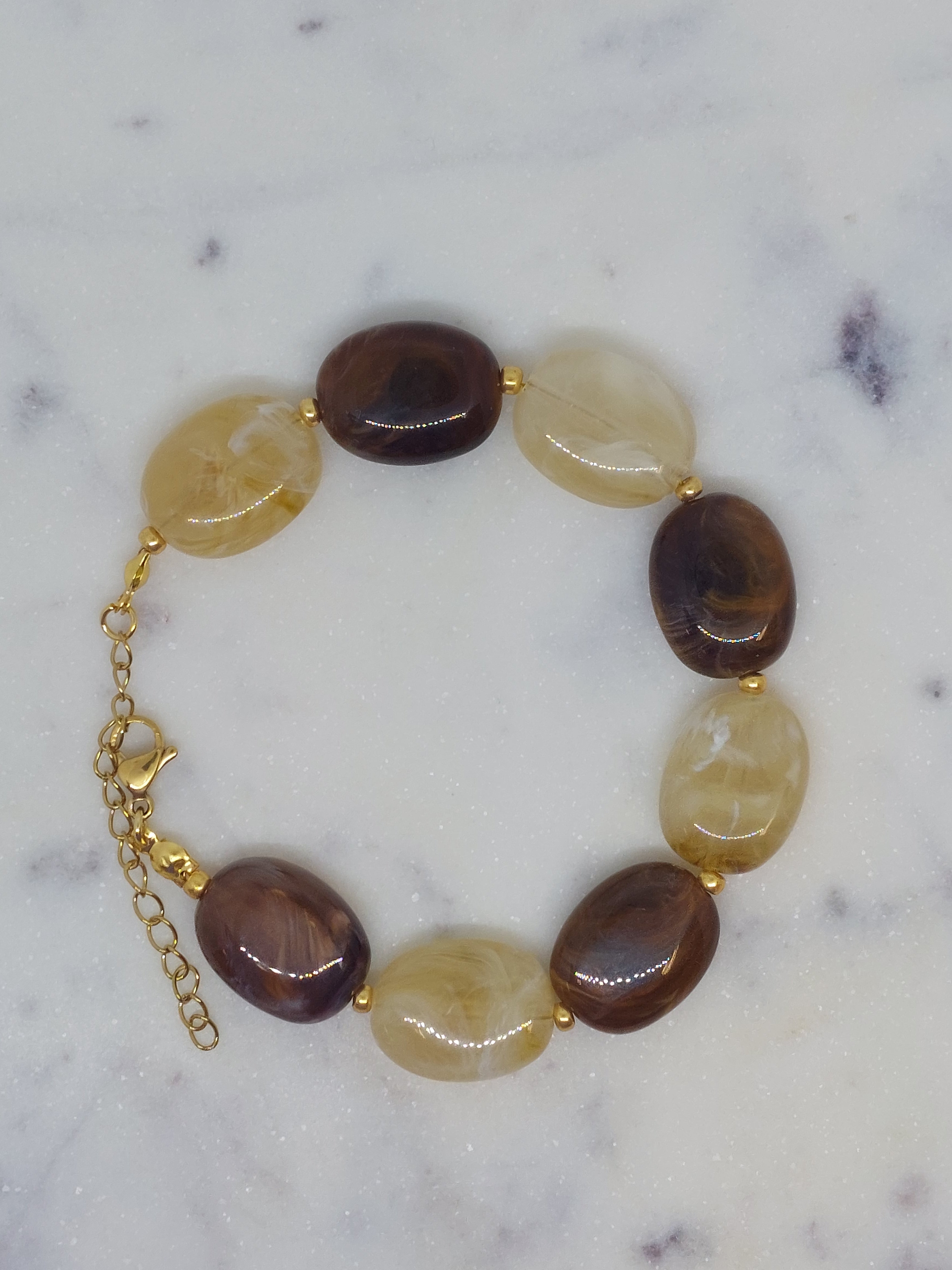 Kralen armband bruin/licht bruin