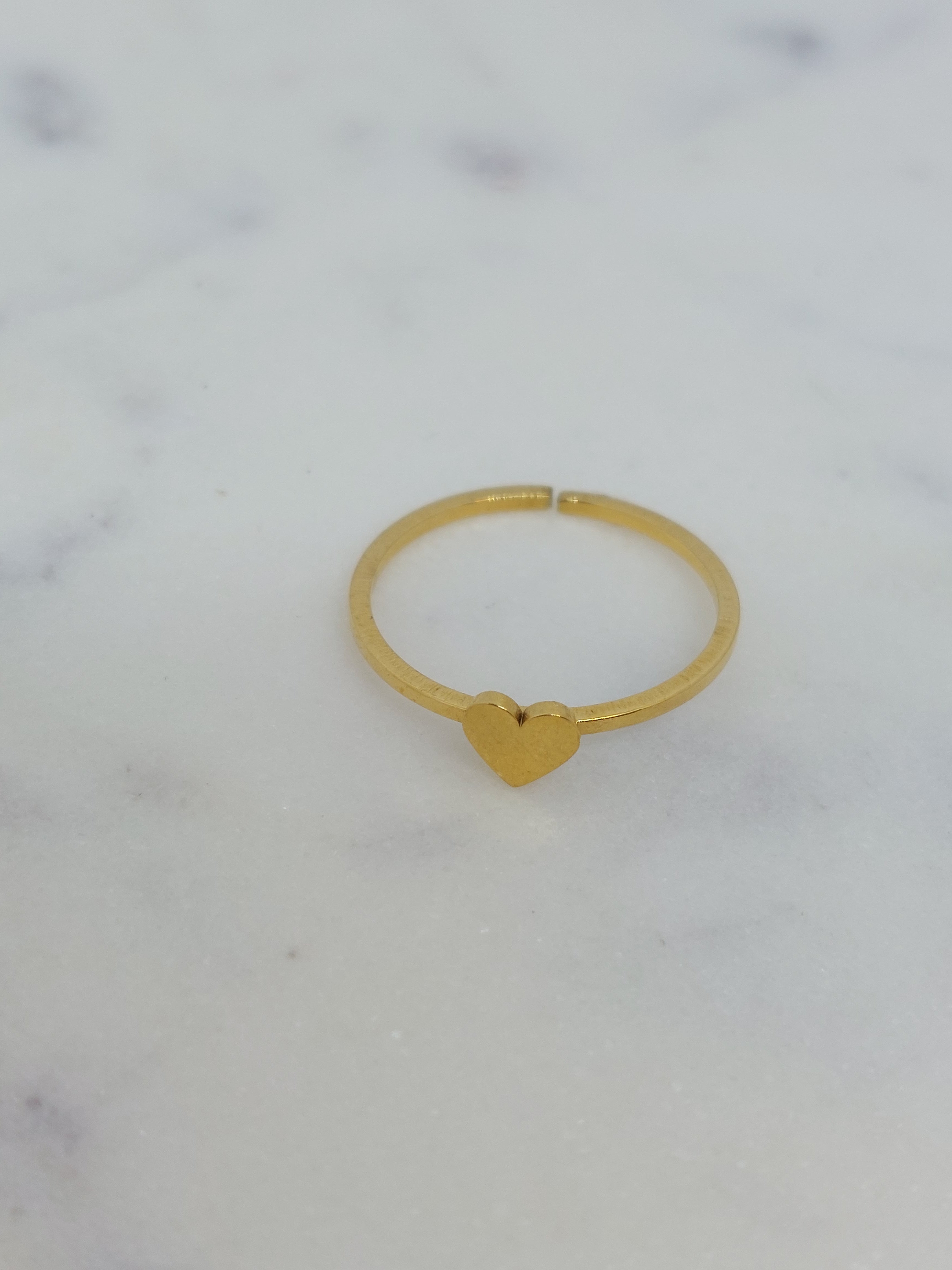 Ring Hartje klein RVS goudkleurig