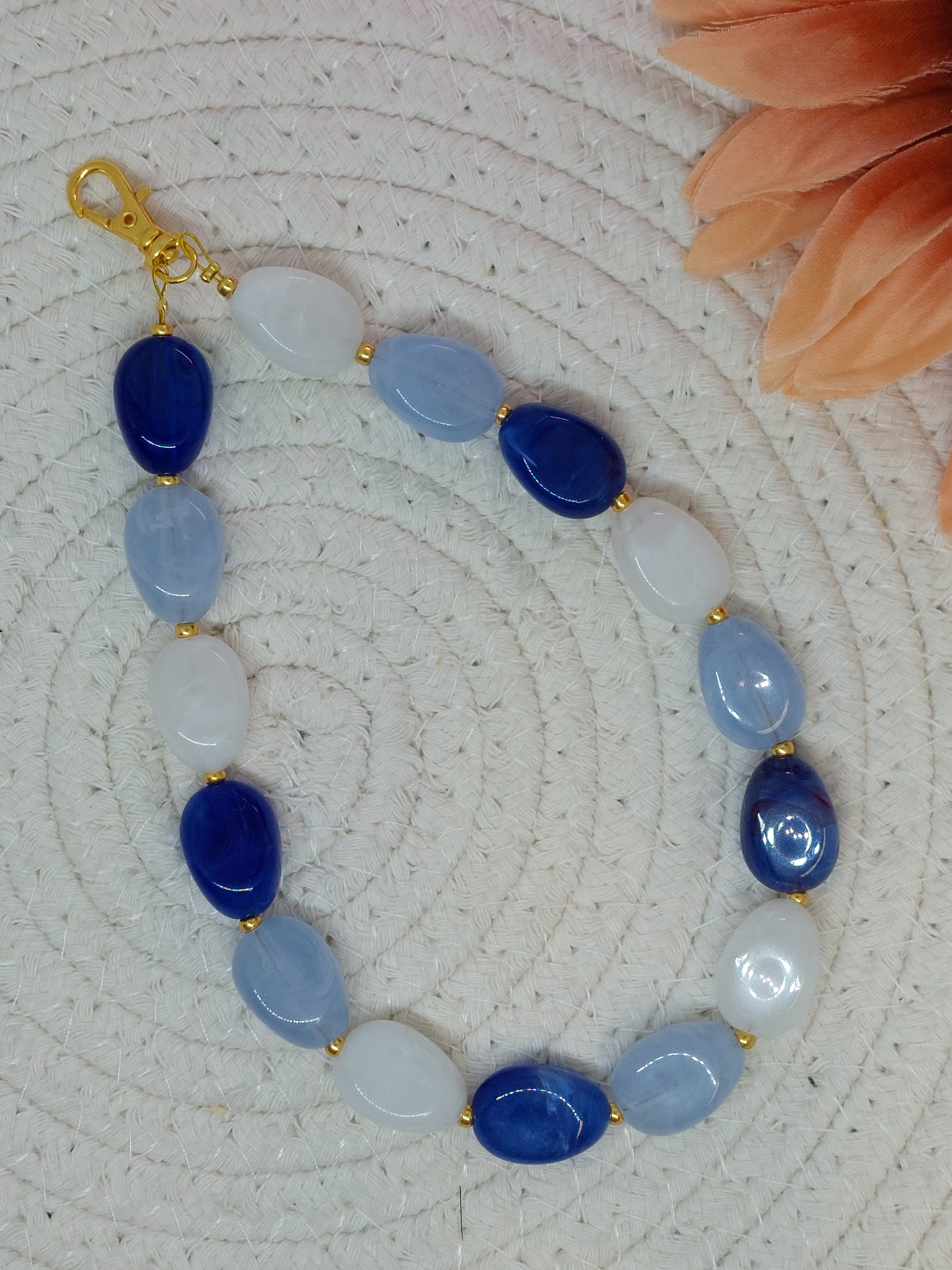 Telefoonkoord Blauw/wit