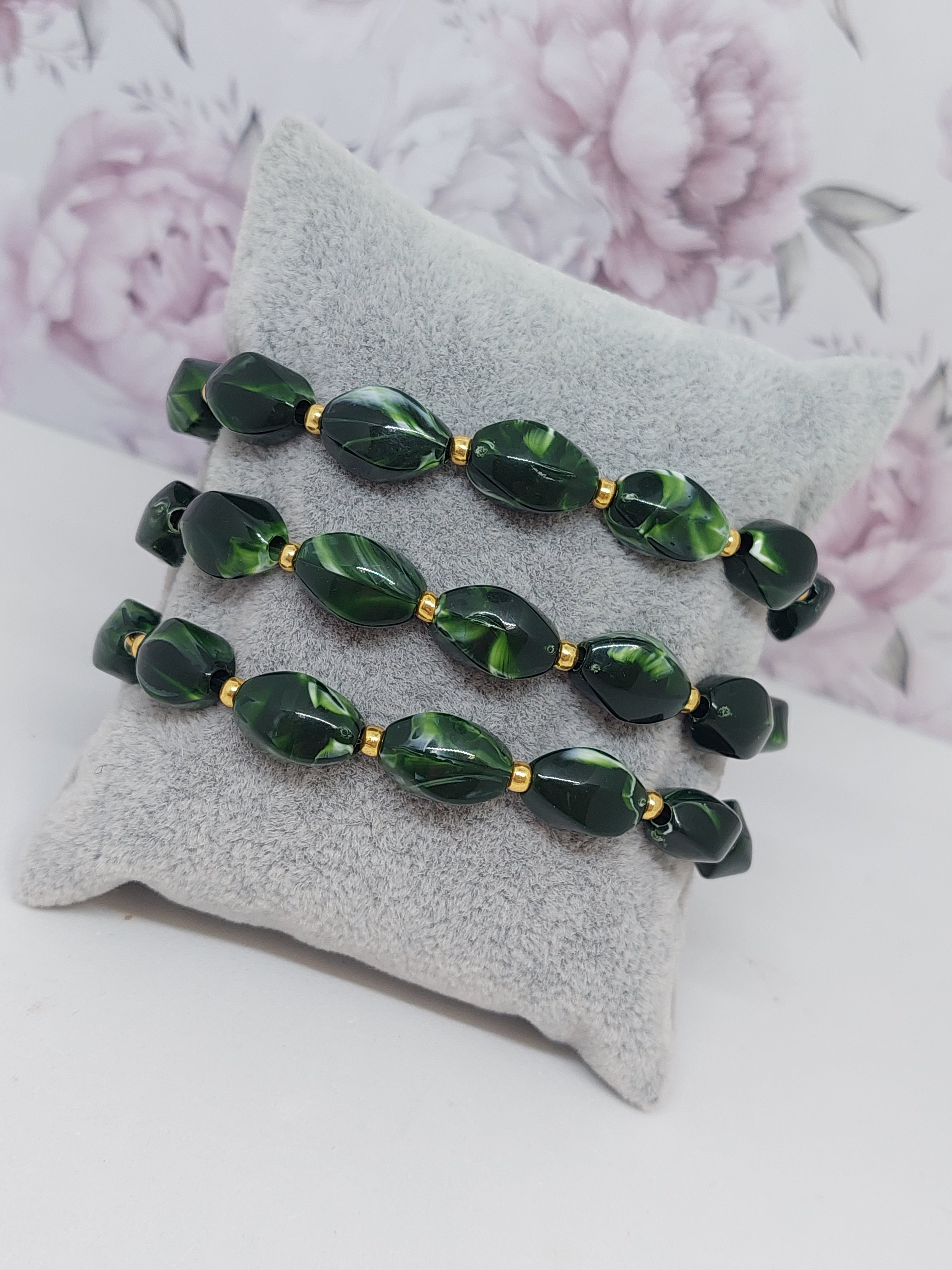Armband Dark Green stone