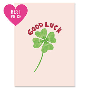 "Good luck" Light pink-green-rust red