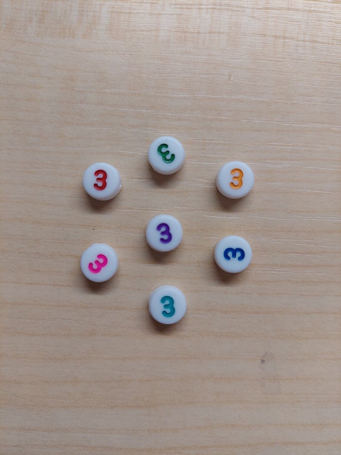 Cijfer kraal 3 multicolor