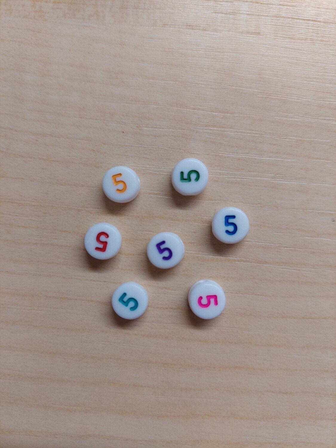 Cijfer kraal 5 multicolor