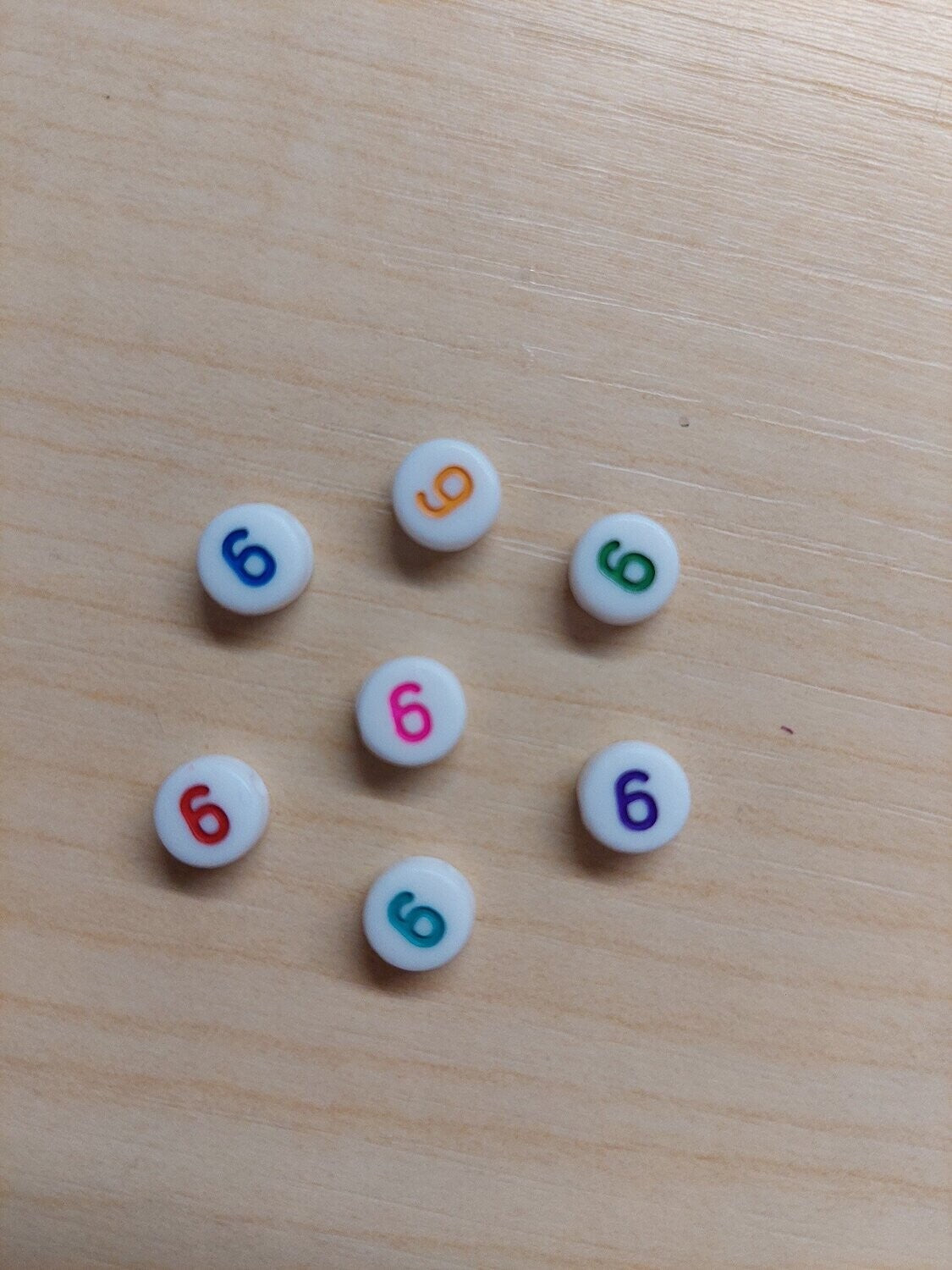 Cijfer kraal 6 multicolor