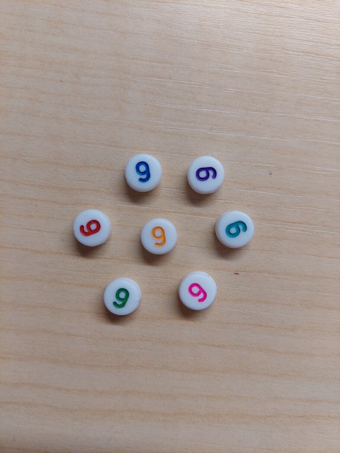 Cijfer kraal 9 multicolor