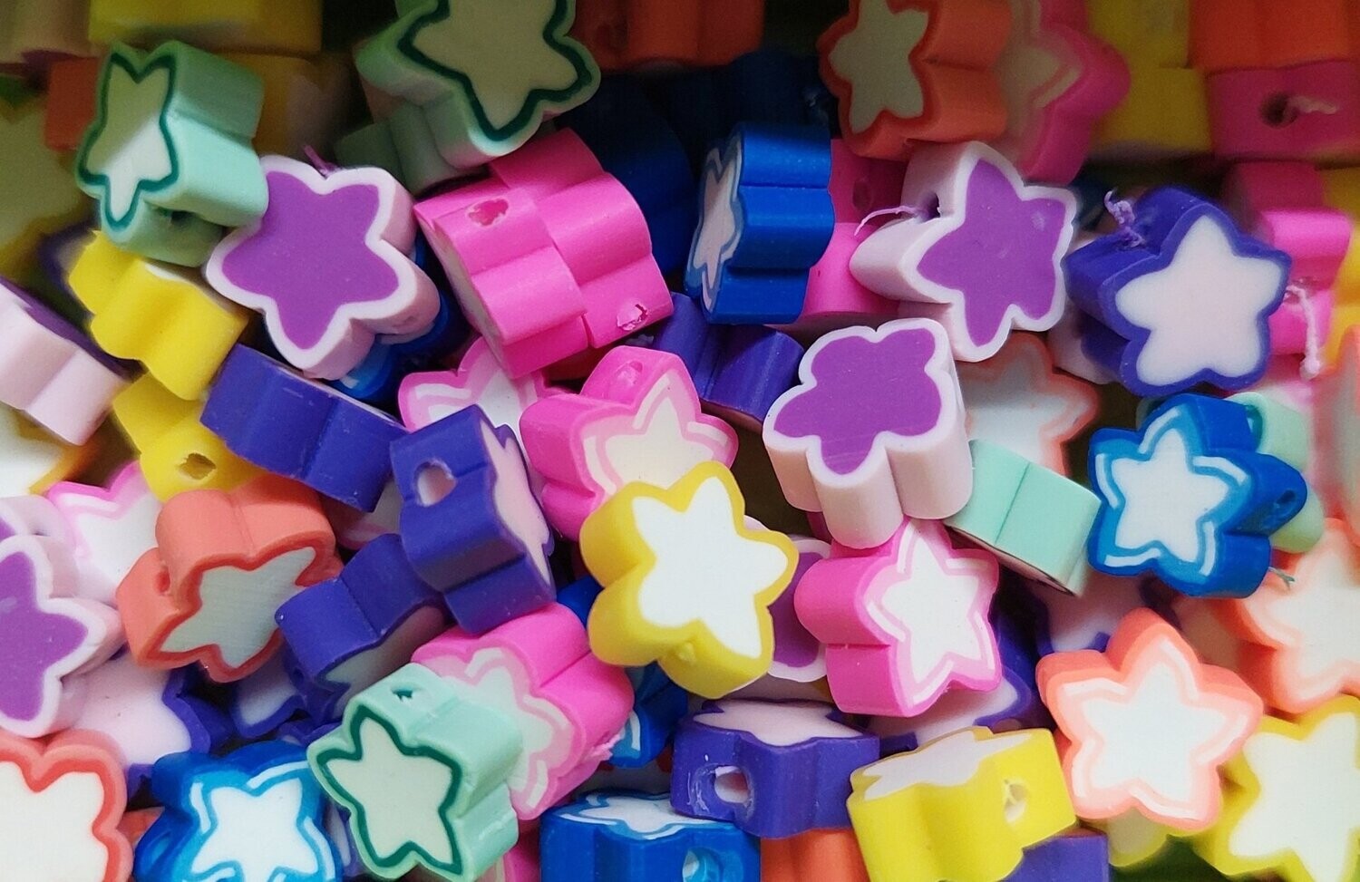 Fimo kraal ster multicolor