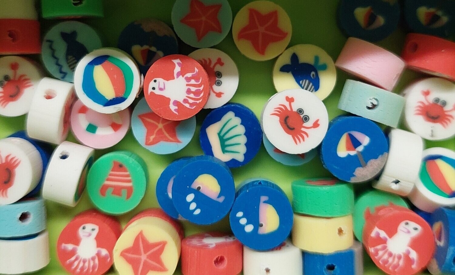 Fimo kraal oceaan multi color