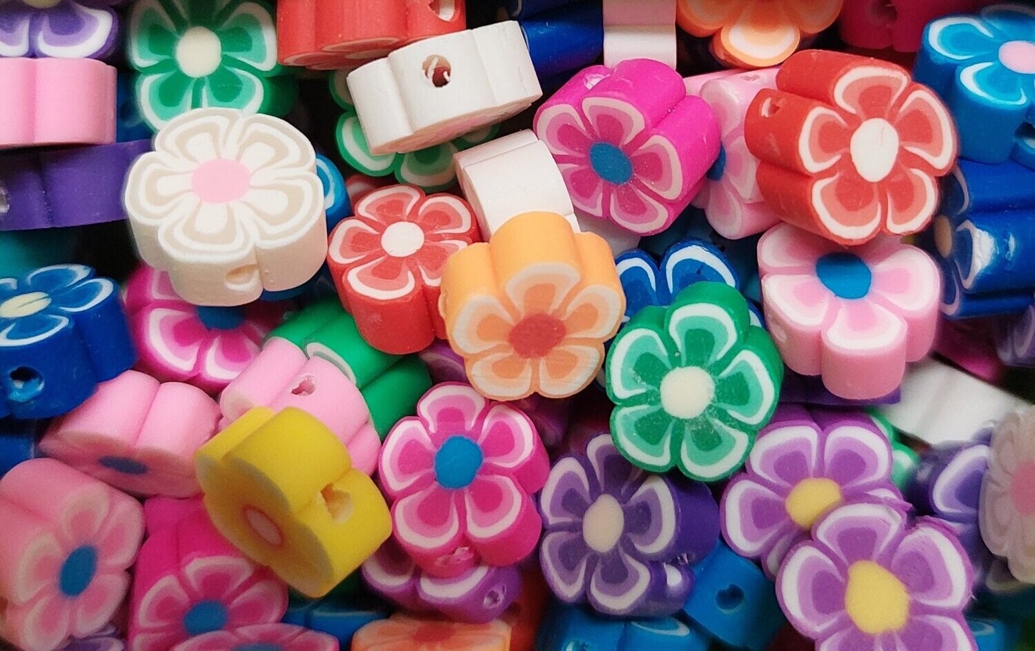 Fimo kraal bloem multicolor
