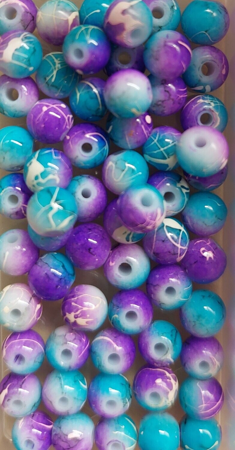 Glas kraal 6mm Paars/blauw