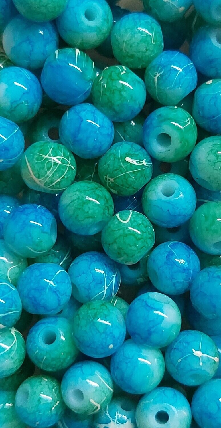 Glas kraal 6mm Blauw/groen