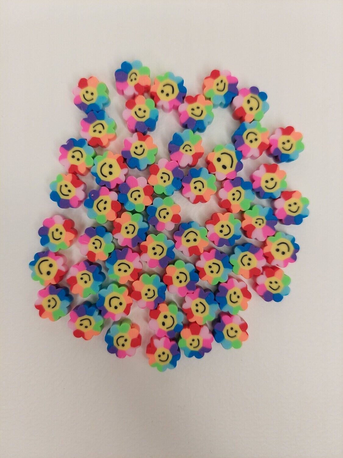 Fimo kraal bloem rainbow