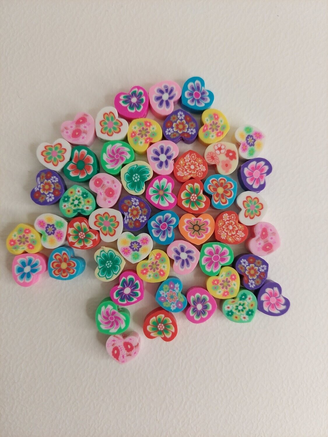 Fimo kraal hartje/bloem