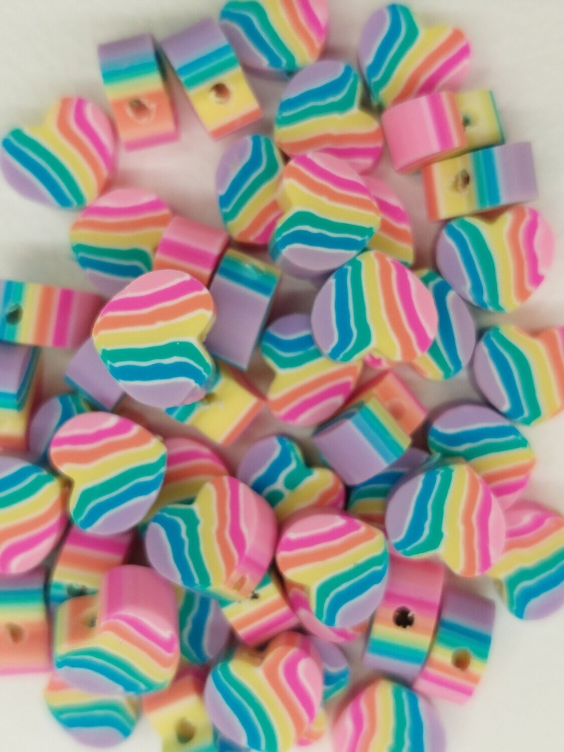 Fimo kraal hartje rainbow