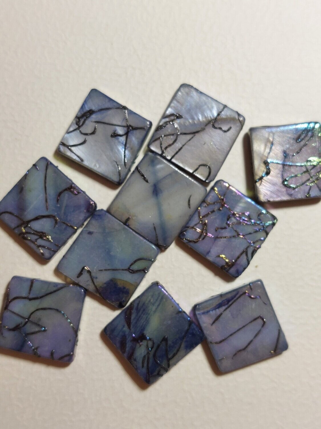Schelpkraal Vierkant blauw(olieglans)