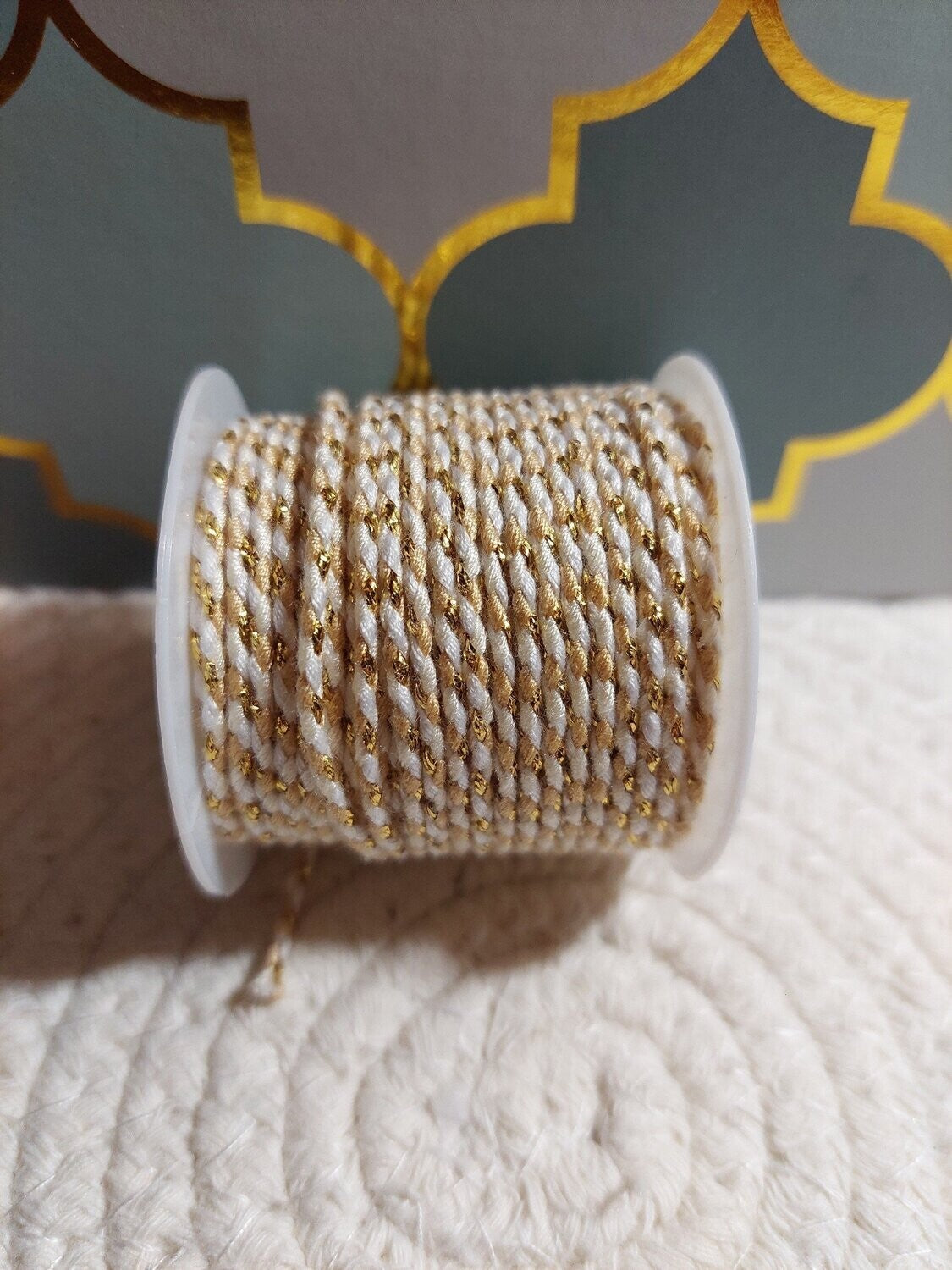 Trendy koord gevlochten 2 mm Gold-white