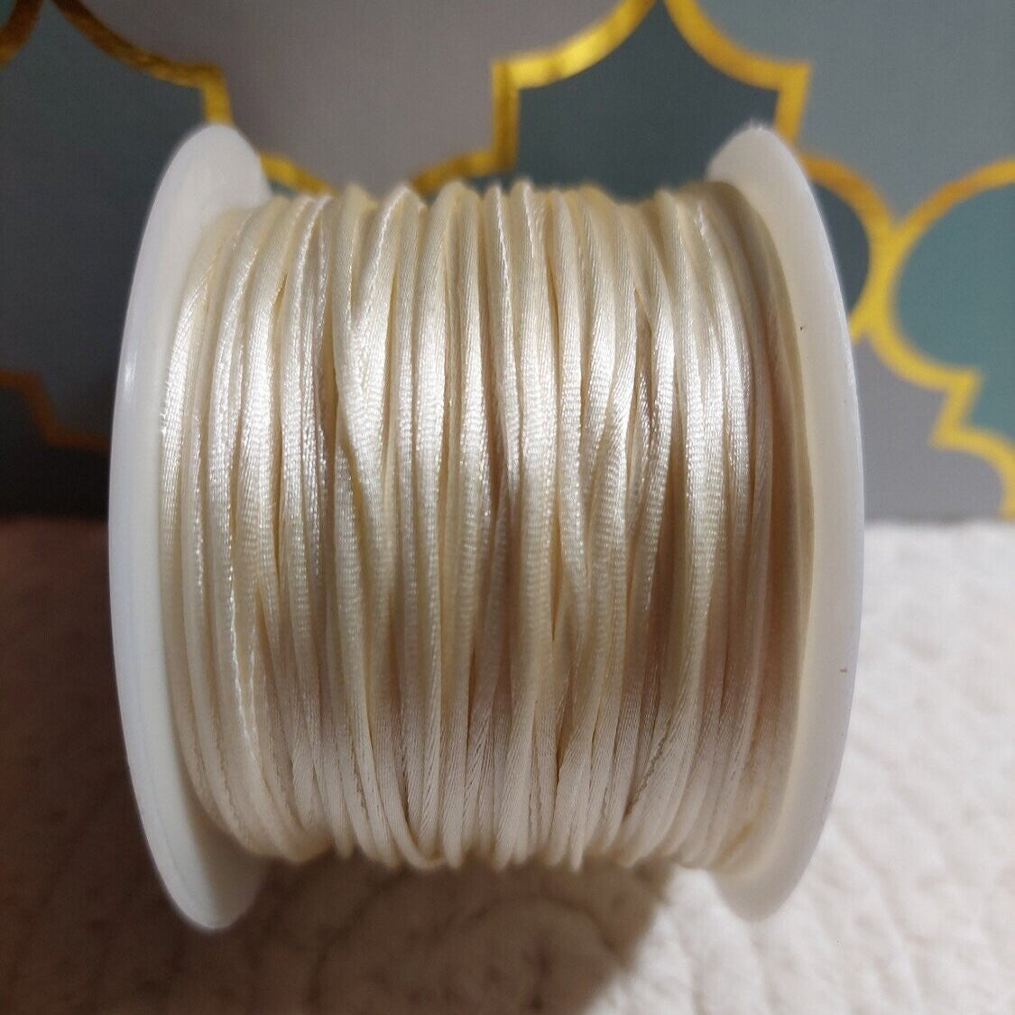 Satijn koord 1mm Cream