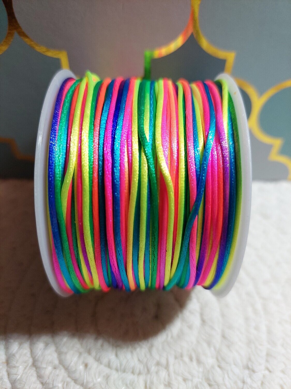 Satijn koord 1mm Rainbow