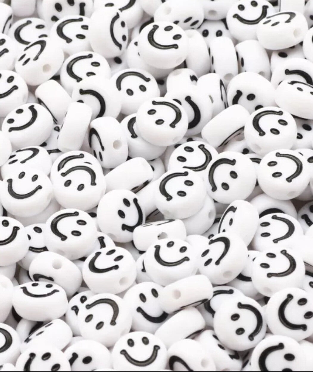 Smiley kraal wit/zwart