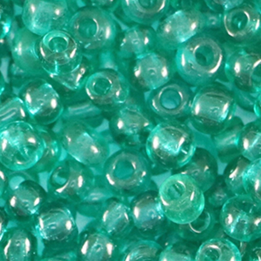 Rocailles Transparant Petrol Green 6/0 (4mm)