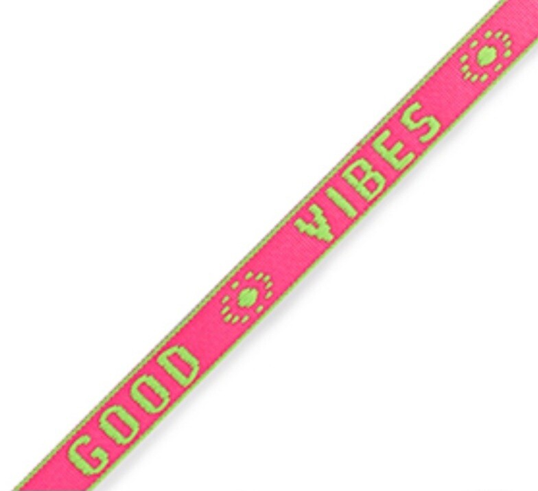 Lint met tekst "good vibes" neon pink/green