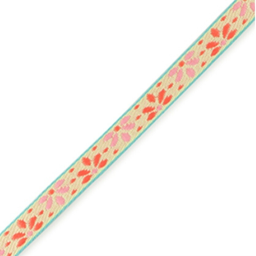 Lint met tekst flowers Light green/paisley purple