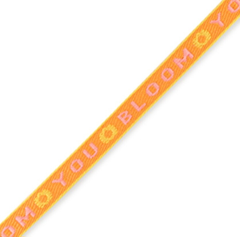 Lint met tekst "you bloom" orange/ paisley purple