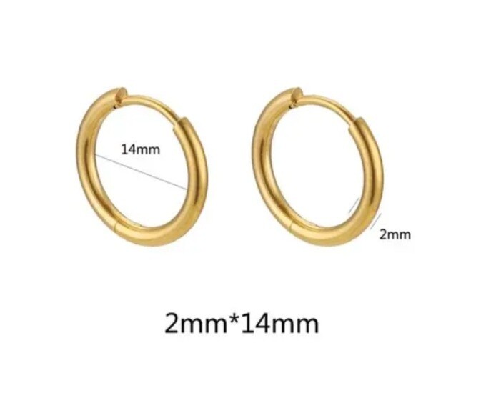 Oorbel goud 14mm (RVS)