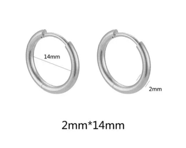 Oorbel zilver 14mm (RVS)