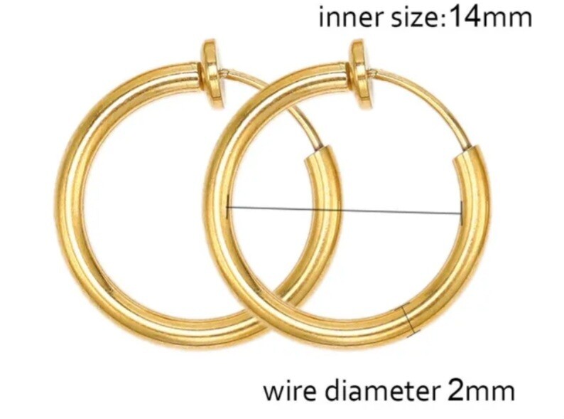 Clip oorbel goud 14mm (RVS)