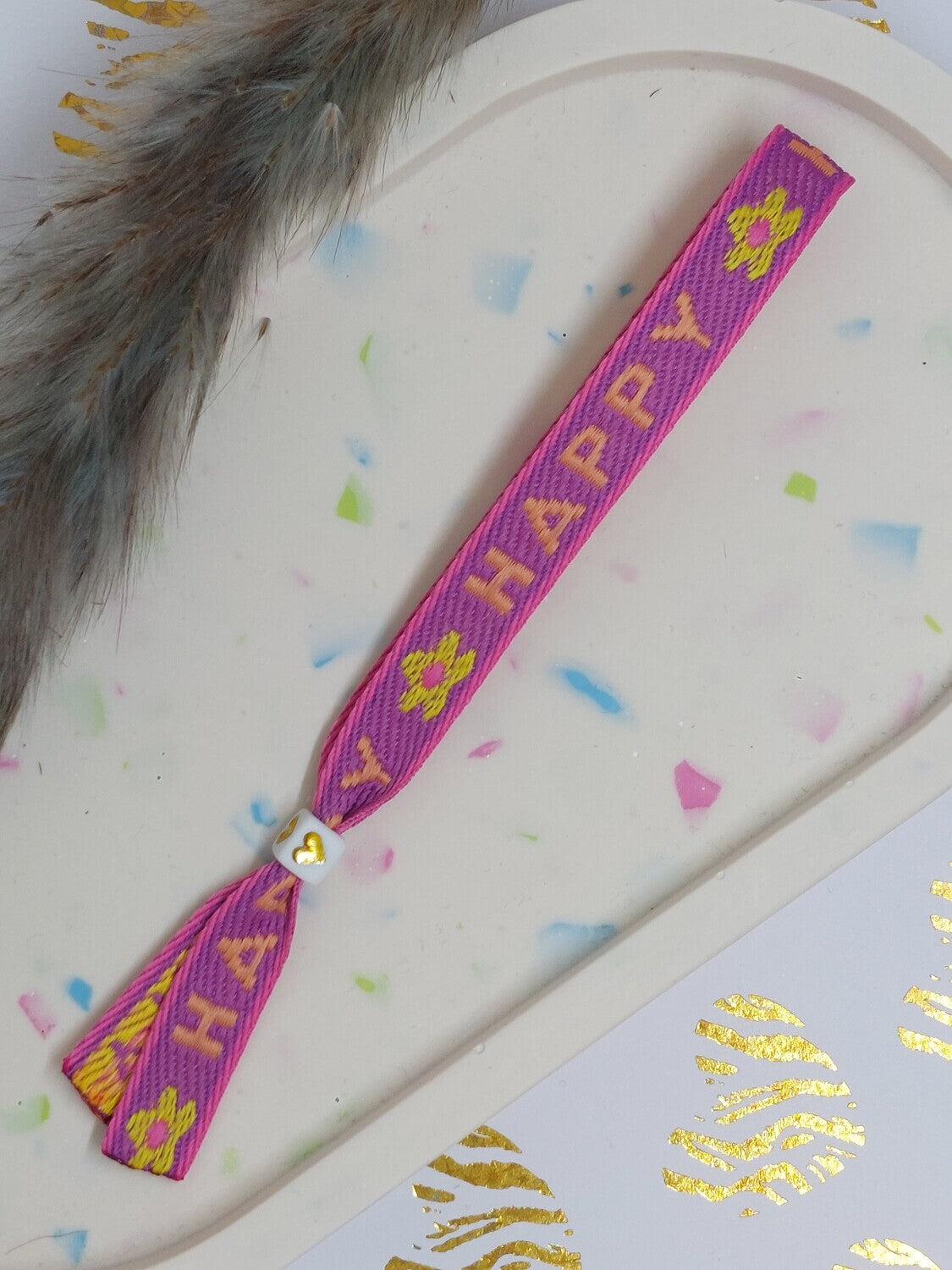 Lint armbandje "happy"