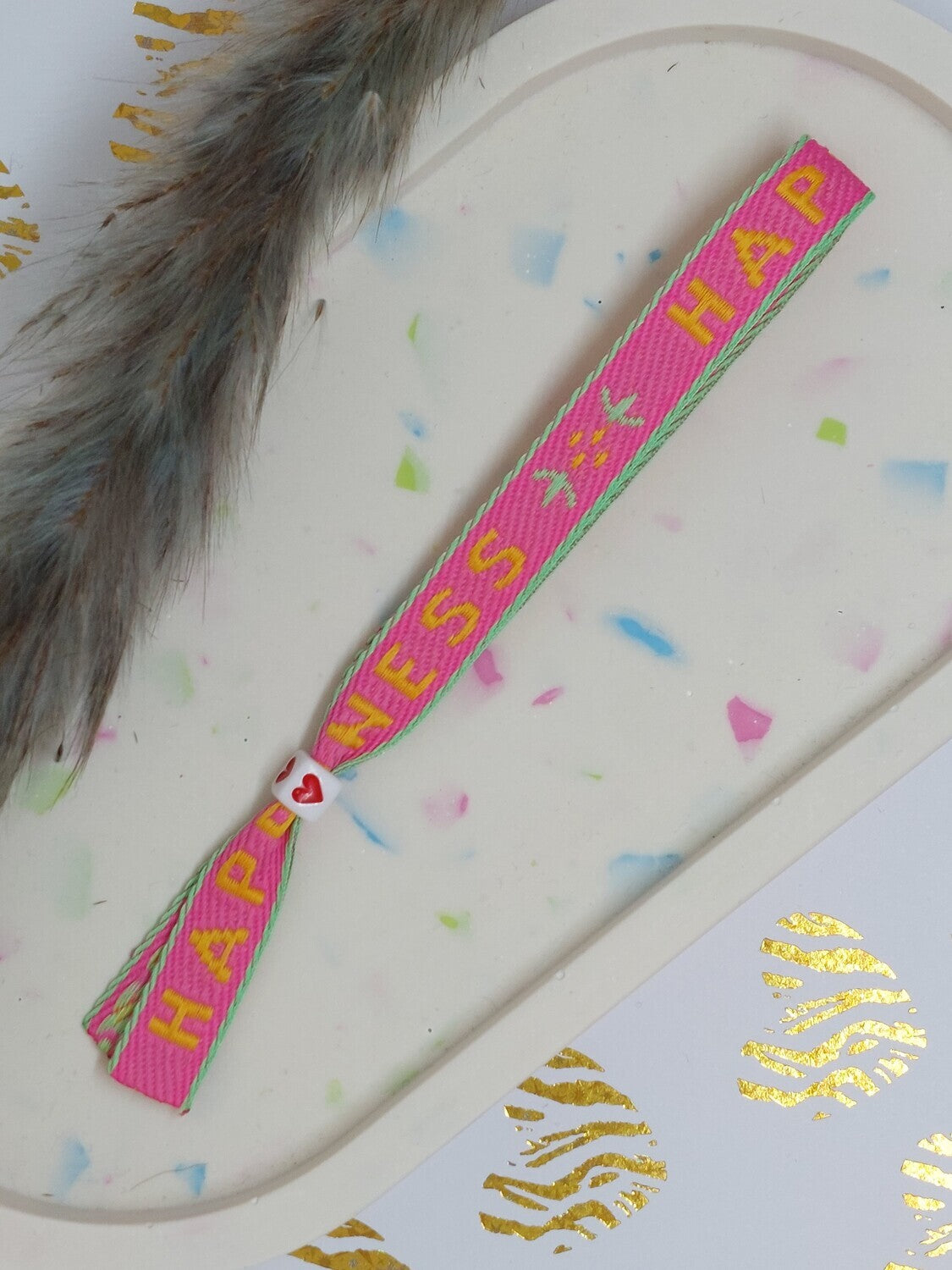 Lint armbandje "happiness"