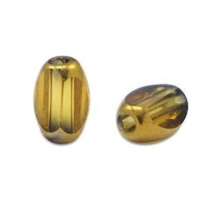 Ovale glaskralen facet Ochre yellow transparent-gold