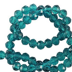 Facet kralen 6x4mm disc Petrol green