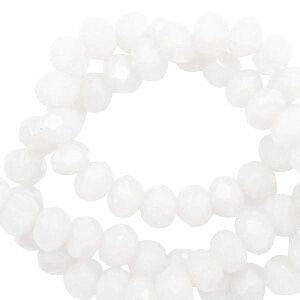 Facet kralen 6x4 mm disc Brilliant white-pearl shine coating