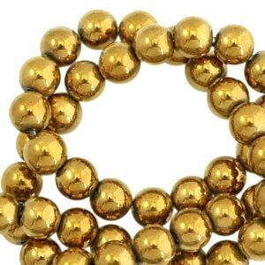 Hematite kralen rond 4mm Gold