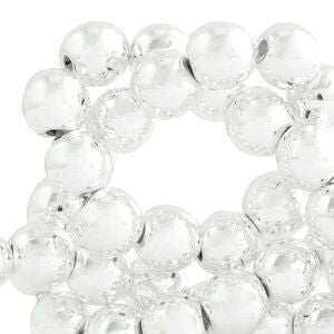 Hematite kralen rond 4mm metall coating Zilver