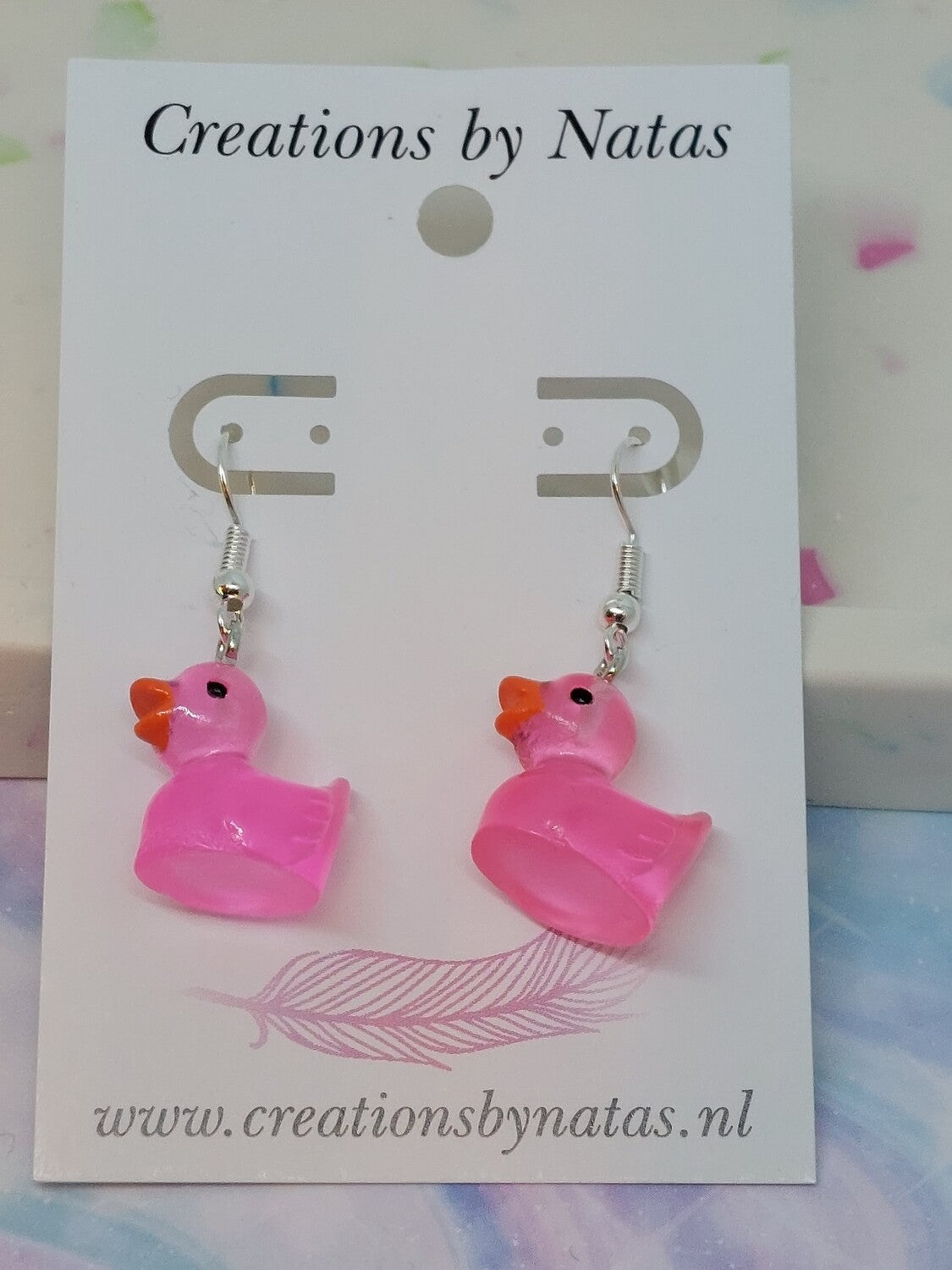 Eendjes oorbellen roze