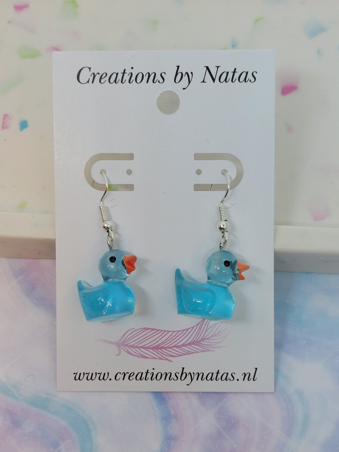 Eendjes oorbellen blauw