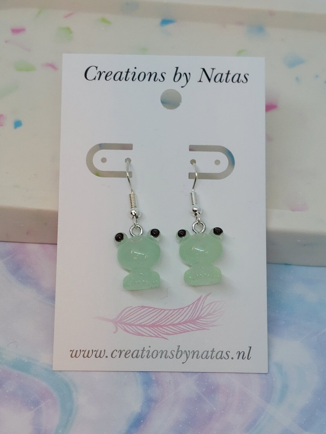 Kikker oorbellen licht groen