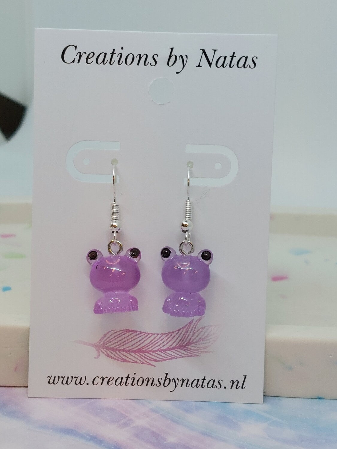 Kikker oorbellen paars