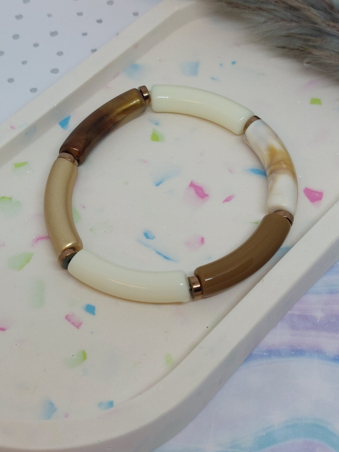 Armband Ivoor/mat goud